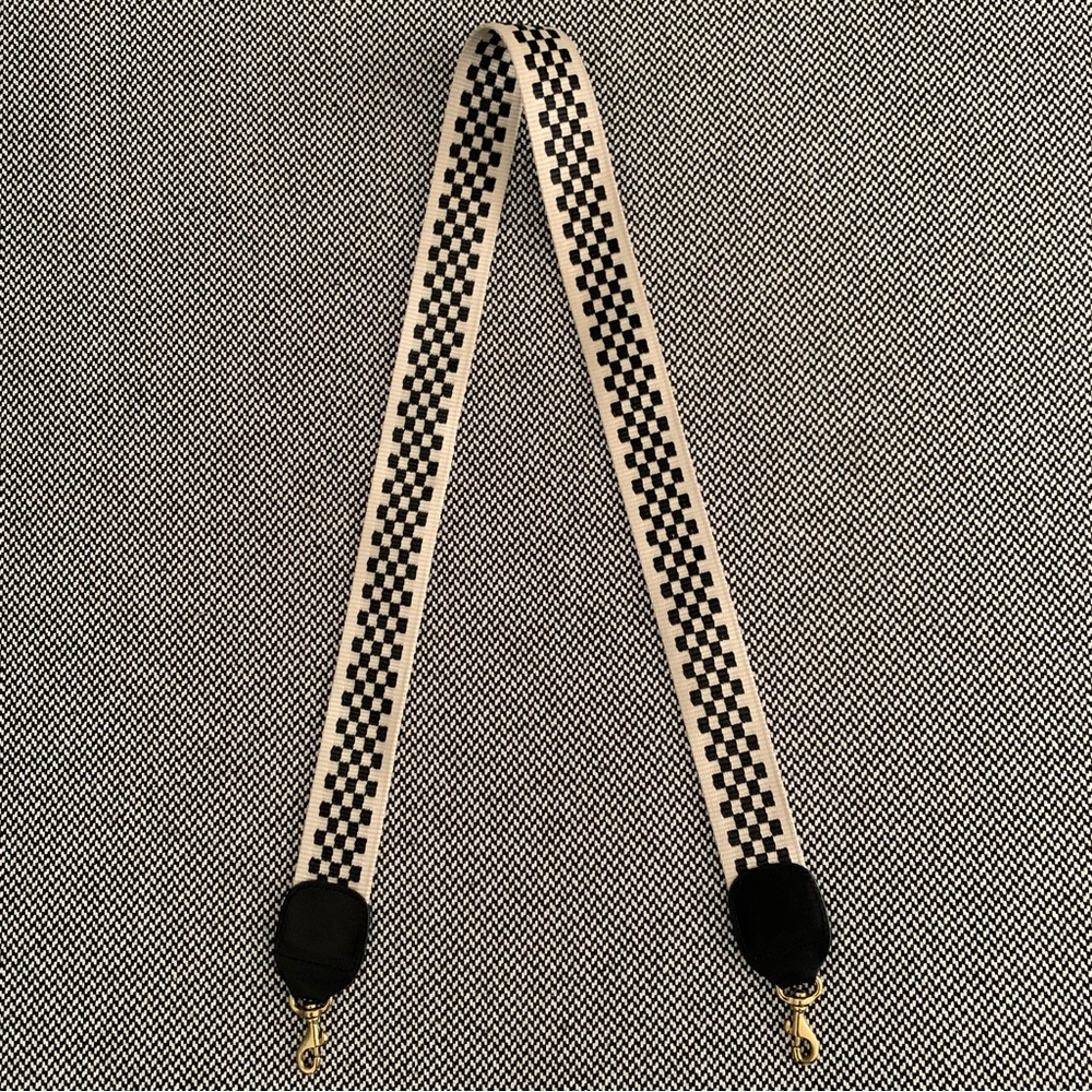Clare V Black & Cream Checker Strap